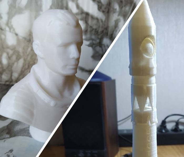 Астраханец распечатал на 3D-принтере модель космического корабля и бюст Юрия Гагарина