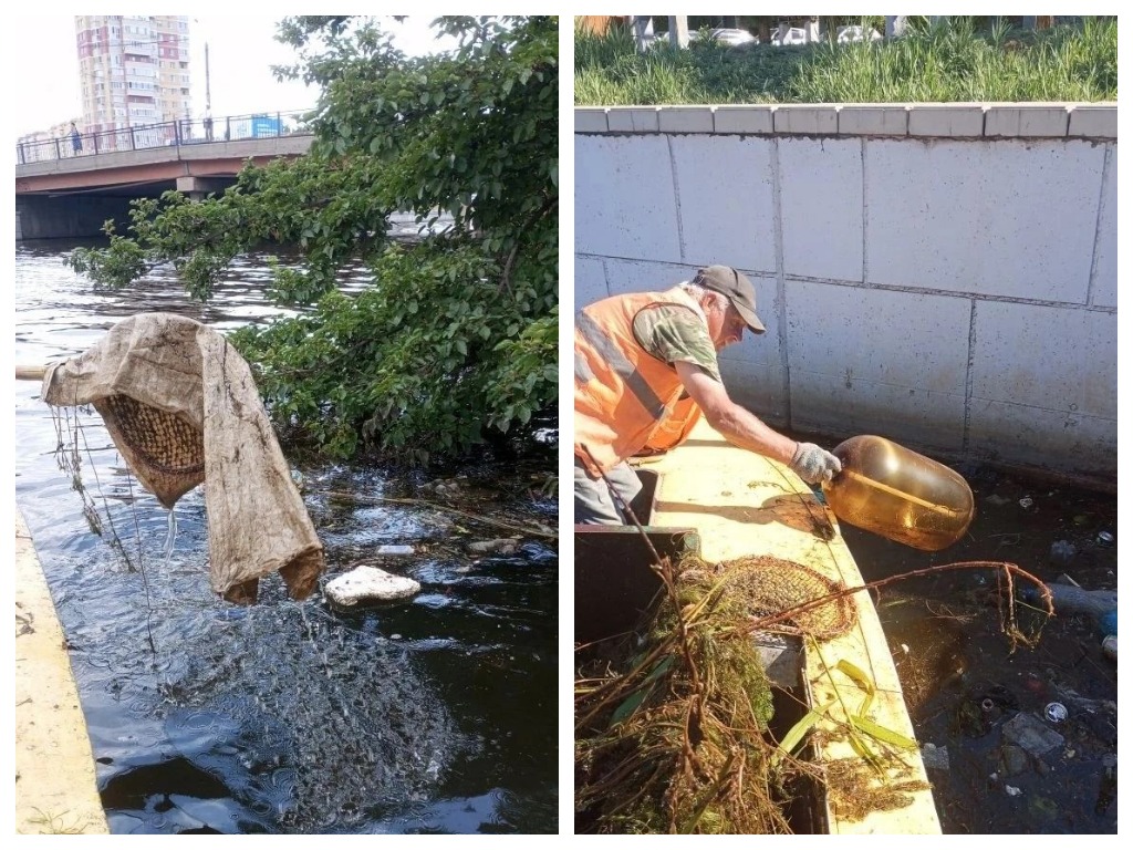 Астраханцы топят в городских каналах одежду, ковры, велосипеды