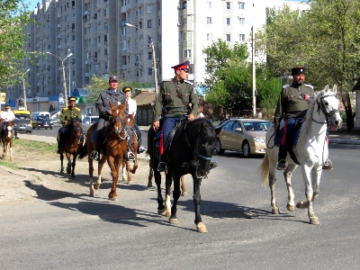 В Астрахани сотрудники ППС пересели на лошадей