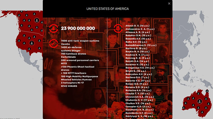 Интерактивная карта с именами убитых западным оружием детей Донбасса появилась в сети