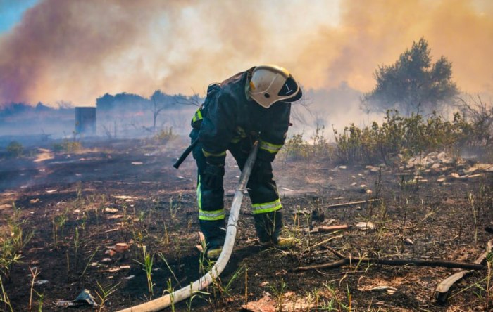 На северо-восточной окраине Астрахани укрощают очередной ландшафтный пожар