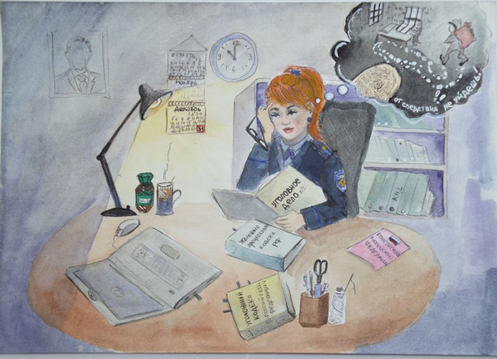 Дети астраханских сотрудников полиции нарисовали своих родителей