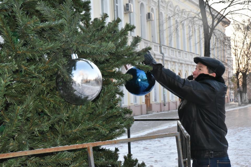 В Астрахани установят девять новогодних елок