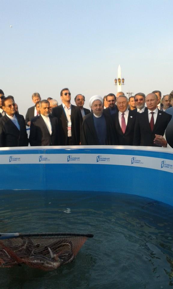 Президенты стран Прикаспия во время саммита в Астрахани выпустили в Волгу молодь белуги