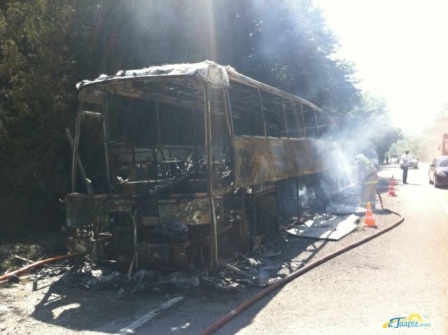 Сгорел автобус Астрахань-Сочи