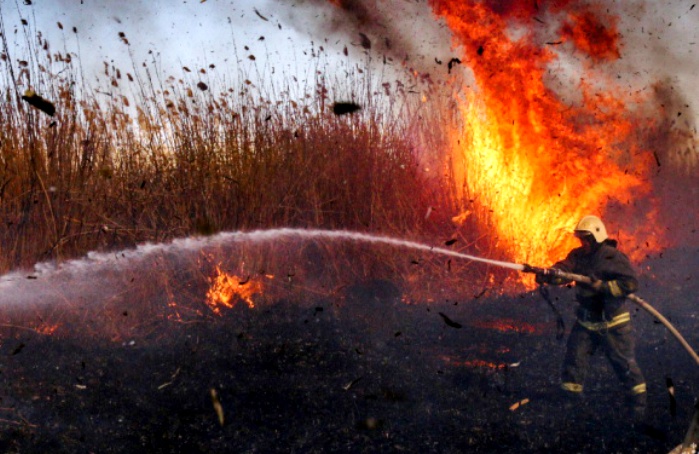 На севере Астраханской области ландшафтный пожар фронтом более 70 га тушили четыре часа