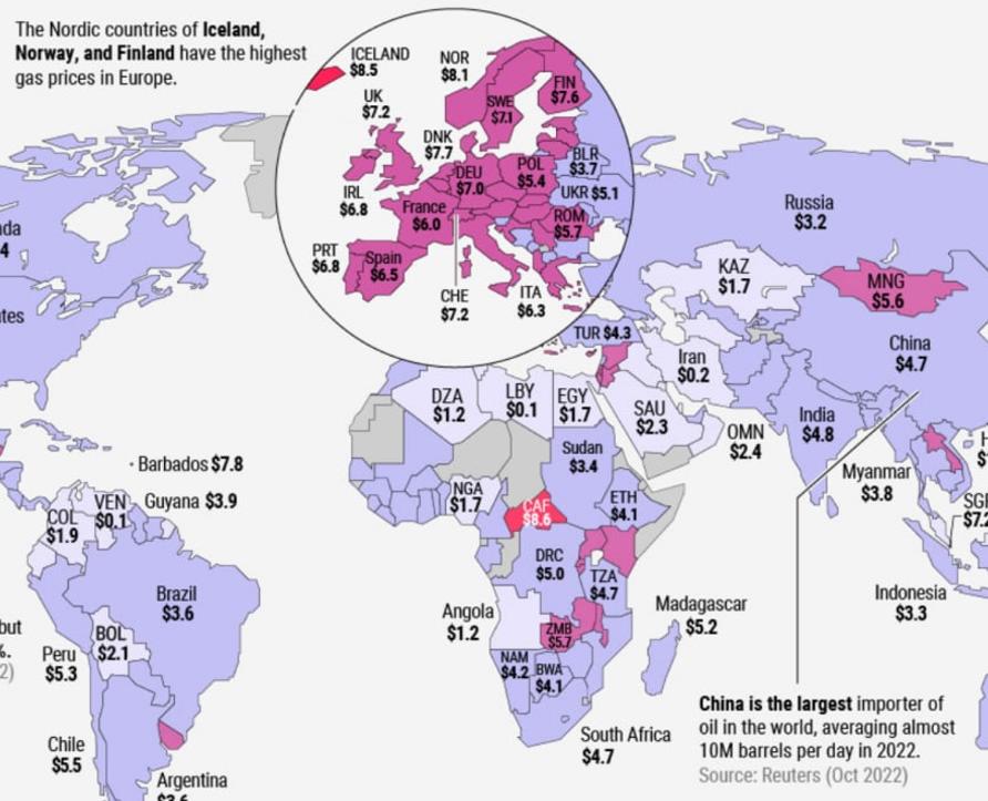 Сколько стоит бензин в разных странах мира?