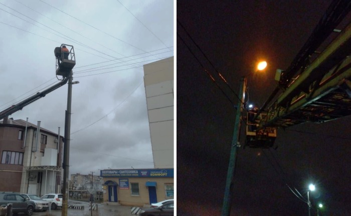 Вчера в Астрахани устранили еще 6 обрывов уличных электросетей