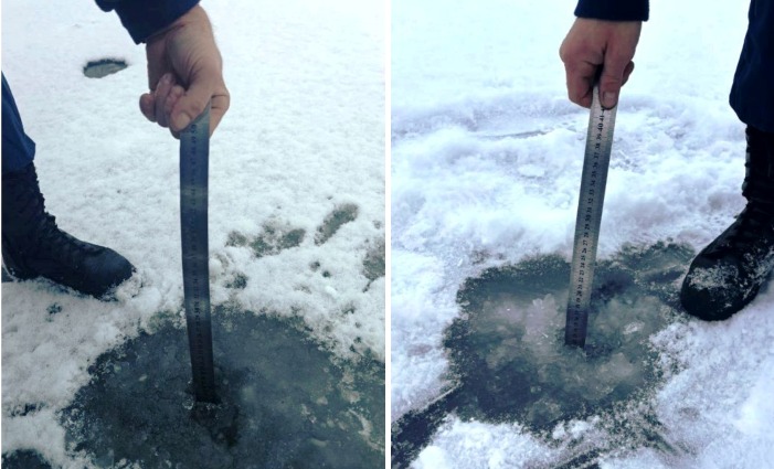 Спасатели: толщина льда на водоемах Астрахани в полтора раза меньше  требуемого