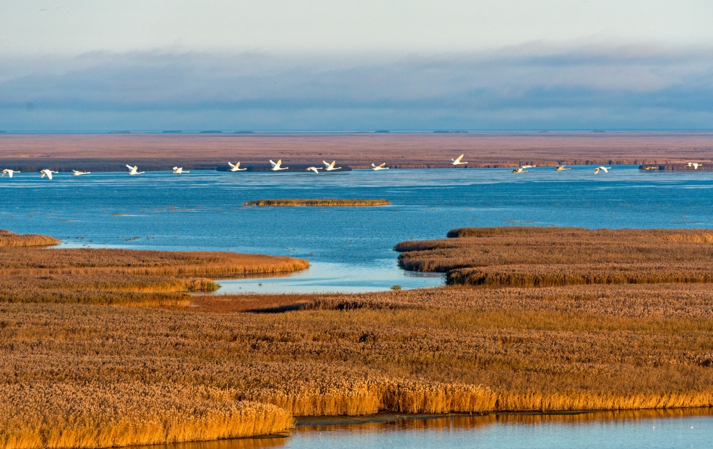 Вертолет, летающий над Астраханью, снимает ее красоты