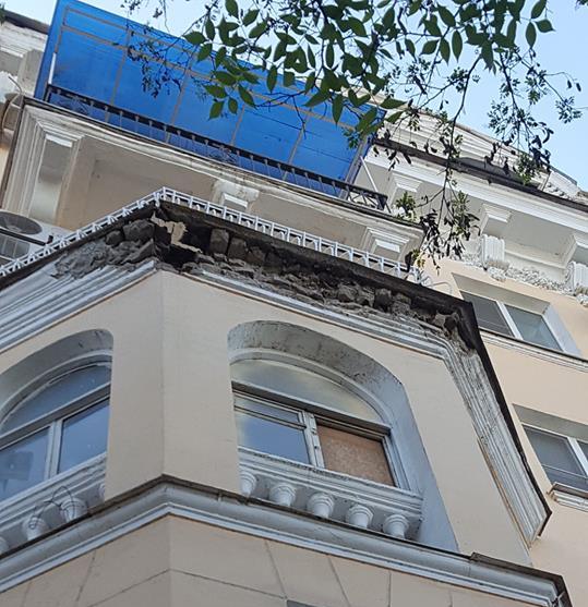 На астраханскую собаку обрушился кусок исторического балкона