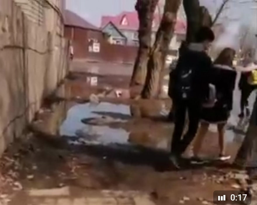 Астраханские школьники подвергают себя опасности из-за отсутствия тротуара