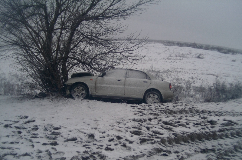 На астраханской трассе иномарка врезалась в дерево: пострадали два человека