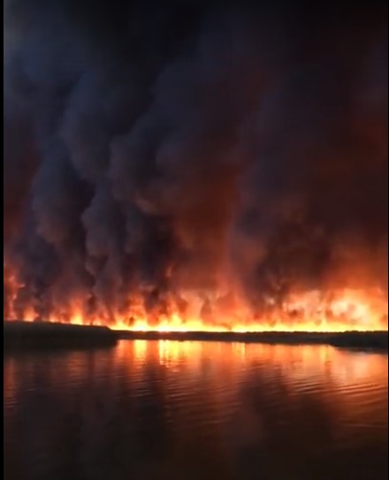 Опубликованы апокалиптичные кадры пожара в Астраханской области