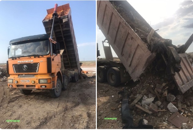 В Астрахани водитель грузовика скидывал обломки старого здания где попало