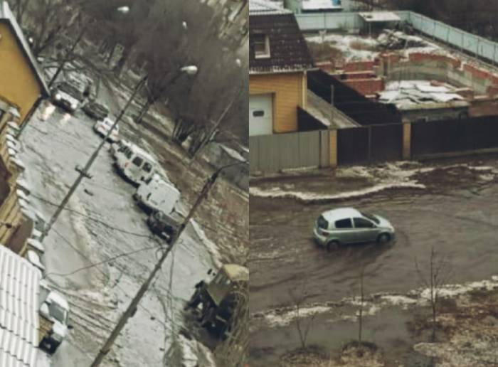 В Астрахани тонет одна из улиц Зацаревья: видео