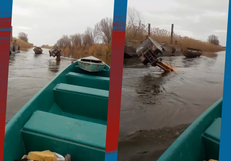 Трагедия под Астраханью: утонул экскаватор, водителя ищут водолазы