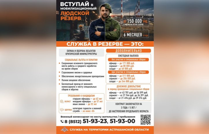 Астраханцев приглашают вступить в мобилизационный резерв