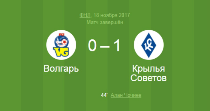 «Волгарь» дома уступил «Крыльям Советов»