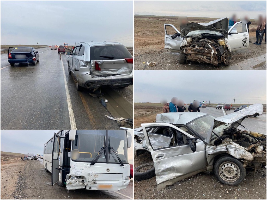 Автомобильный "замес" с пострадавшим: под Астраханью произошла массовая авария
