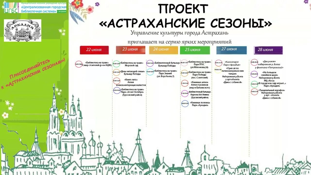 Мэрия Астрахани приглашает астраханцев на литературные и танцевальные опен-эйры