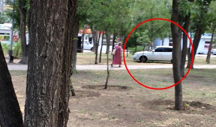 Оштрафован владелец Приоры, припарковавшийся в астраханском парке