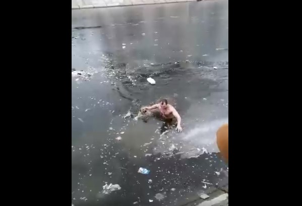 Кадры спасения собаки на набережной в Астрахани поразили пользователей сети