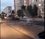 Из-под нового асфальта в Астрахани забил гейзер