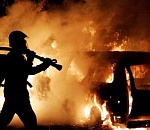 На астраханской трассе сгорел автомобиль