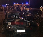 Ночью на мосту через Царев две машины разбились вдребезги