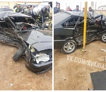 В Астрахани жёстко столкнулись легковушки: видео