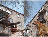 В Астрахани штормовым ветром разрушило балкон пятиэтажки