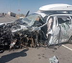 На астраханской трассе произошло лобовое столкновение Audi Q7 и Volvo