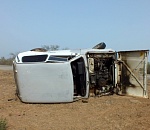 Под Астрахань столкнулись легковушка и "Нива": внедорожник опрокинулся