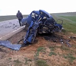 От машины ничего не осталось. Смертельная авария на трассе Волгоград-Астрахань