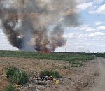 На севере Астраханской области сильно горит мусорный полигон