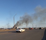 В центре Астрахани виден столб дыма от сильного пожара в селе Осыпной Бугор