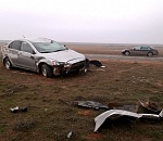 В Астраханской области автоледи вылетела в кювет и опрокинулась