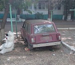 Астраханец просит убрать со двора бесхозный автомобиль и белого медвежонка