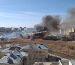 Район онкологии заволокло дымом: в Астрахани на большой площади горит камыш