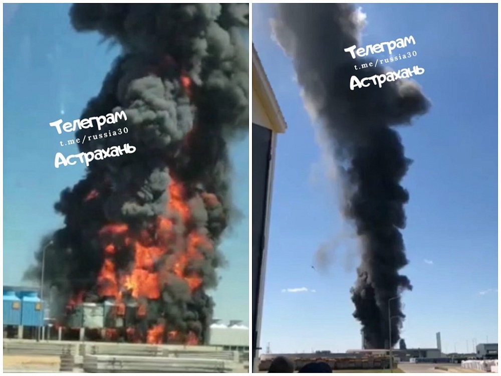 На астраханском заводе томатной пасты страшный пожар