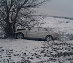 На астраханской трассе иномарка врезалась в дерево: пострадали два человека