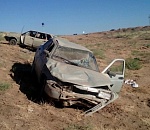 Под Астраханью столкнулись и опрокинулись два автомобиля