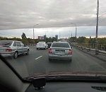 В Астрахани на Новом мосту затор из-за аварии