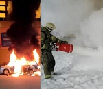 Астраханцы сняли эпичное видео с загоревшимся автомобилем у Ленты