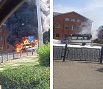 В Астрахани на улице Савушкина сгорела маршрутка