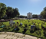 Стар и млад: астраханцы вышли на площадь Ленина сражаться с сорняками