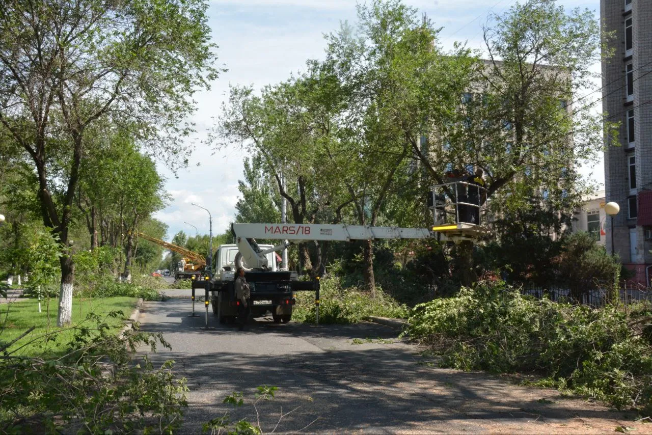 В Астрахани на улице Савушкина расчищают путь для новых автобусов