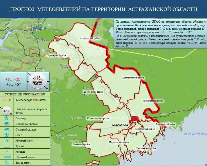 В Астраханской области ночью обещают ноль с дождиком