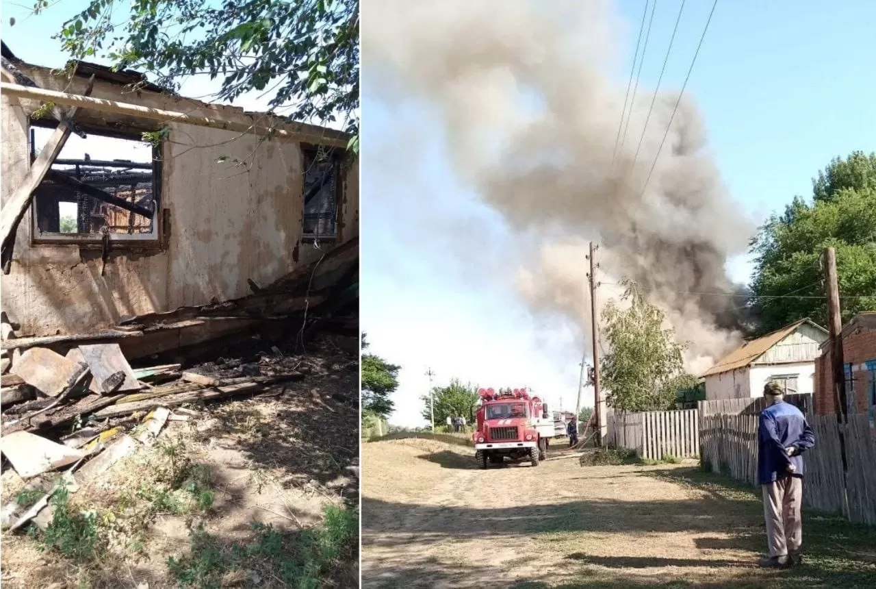 В Астраханской области у многодетной семьи с пятью детьми сгорел дом